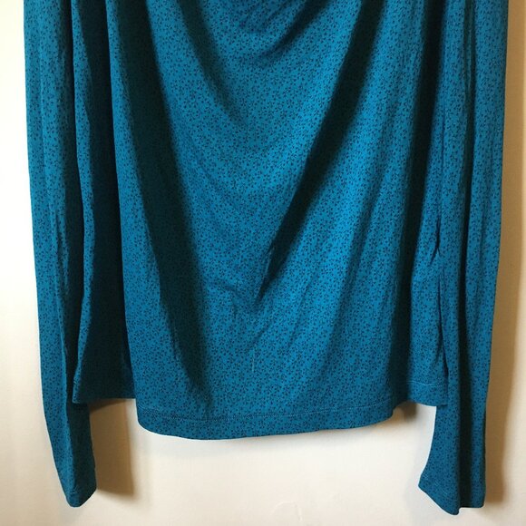 Jackpot Peacock Blue Ditsy Floral Print Cowl Collar Viscose Shirt - Picture 4 of 16